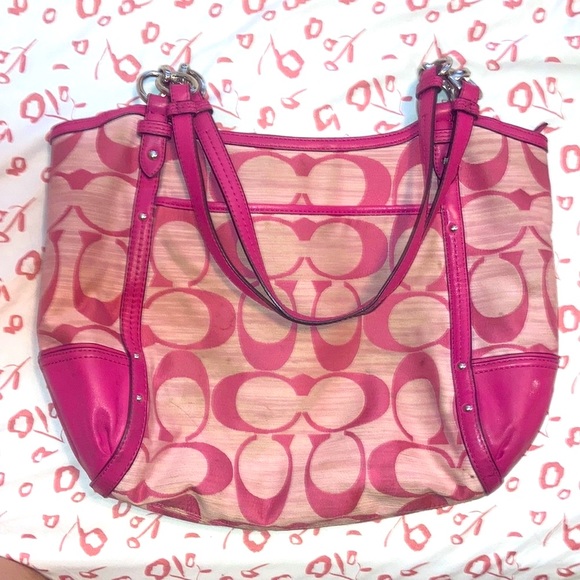 Coach Pink Magenta Y2k Alexandra Signature Chain Tote Bag - Picture 5 of 9